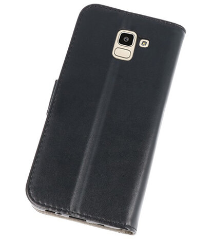 Zwart booktype wallet case Hoesje voor Samsung Galaxy J8