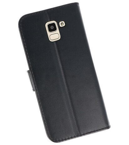 Zwart booktype wallet case Hoesje voor Samsung Galaxy J8