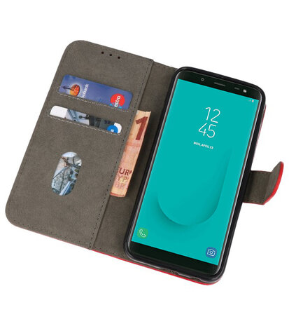 Rood booktype wallet case Hoesje voor Samsung Galaxy J8