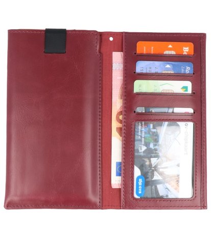 Bordeaux Rood Insteek Wallet Cases Hoesje Universeel tot 5.7 Inch