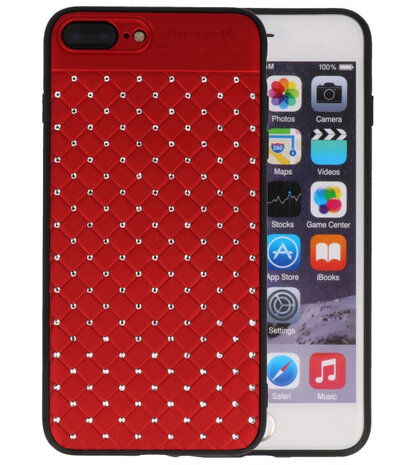 Rood Diamand Geweven hard case hoesje voor Apple iPhone 7 Plus / 8 Plus