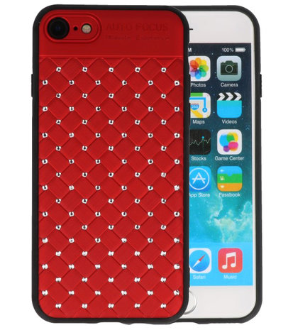 Rood Diamand Geweven hard case hoesje voor Apple iPhone 7 / 8