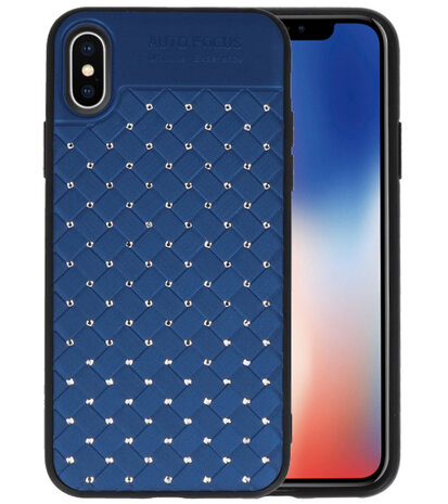 Blauw Diamand Geweven hard case hoesje voorApple iPhone X