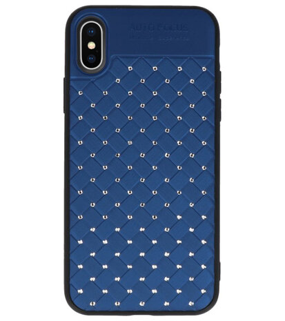 Blauw Diamand Geweven hard case hoesje voorApple iPhone X