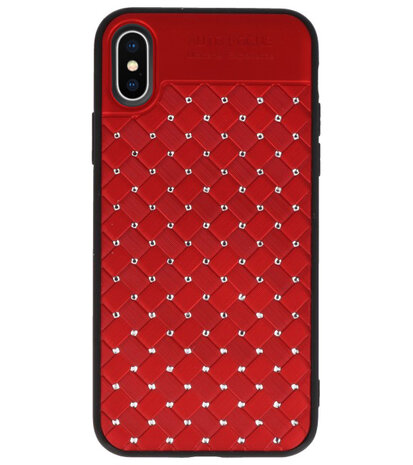Rood Diamand Geweven hard case hoesje voorApple iPhone X