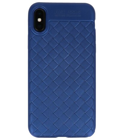 Blauw Geweven hard case hoesje voor Apple iPhone X