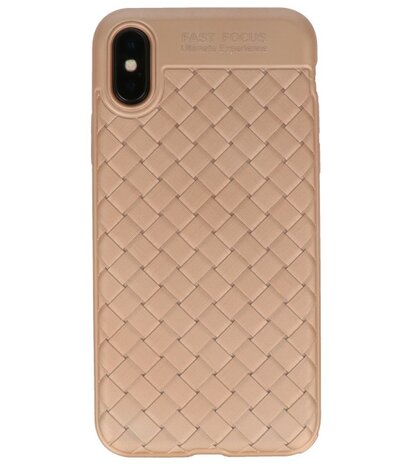 Goud Geweven hard case hoesje voor Apple iPhone X