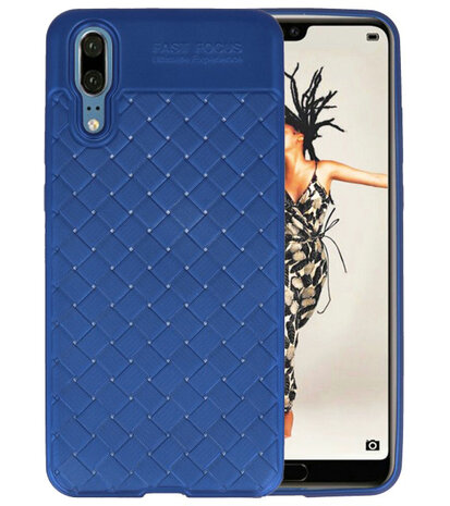 Blauw Geweven hard case hoesje voor Huawei P20