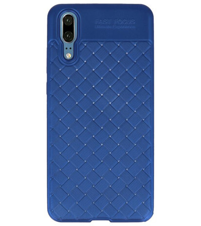 Blauw Geweven hard case hoesje voor Huawei P20