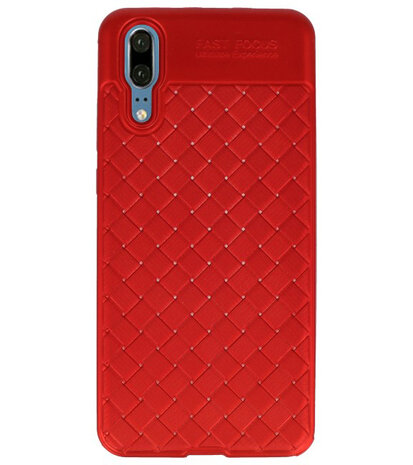 Rood Geweven hard case hoesje voor Huawei P20
