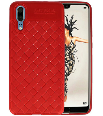 Rood Geweven hard case hoesje voor Huawei P20