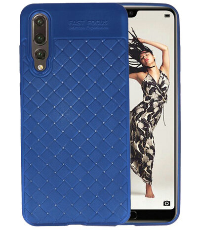 Blauw Geweven hard case hoesje voor Huawei P20 Pro