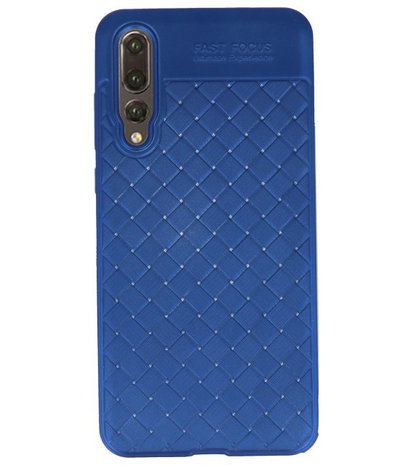 Blauw Geweven hard case hoesje voor Huawei P20 Pro