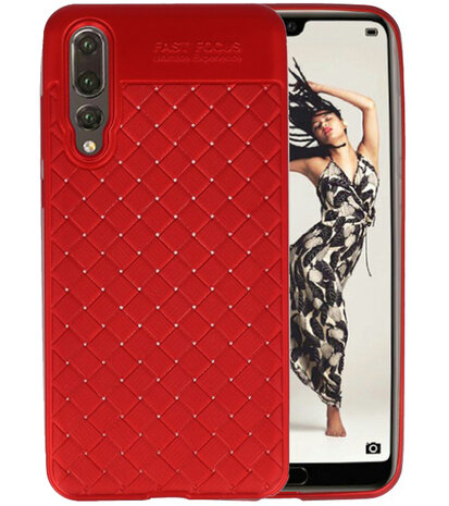 Rood Geweven hard case hoesje voor Huawei P20 Pro
