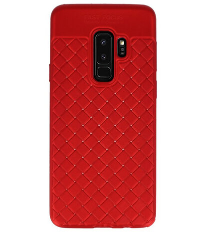 Rood Geweven hard case hoesje voor Samsung Galaxy S9 Plus