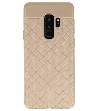Goud Geweven hard case hoesje voor Samsung Galaxy S9 Plus
