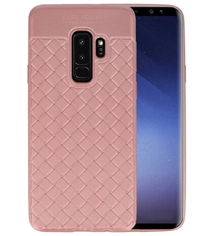 Roze Geweven hard case hoesje voor Samsung Galaxy S9 Plus