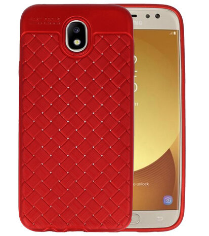 Rood Geweven TPU case hoesje voor Samsung Galaxy J7 2017 / Pro