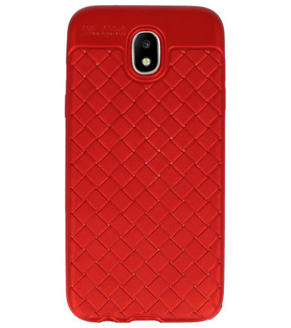 Rood Geweven hard case hoesje voor Samsung Galaxy J5 2017