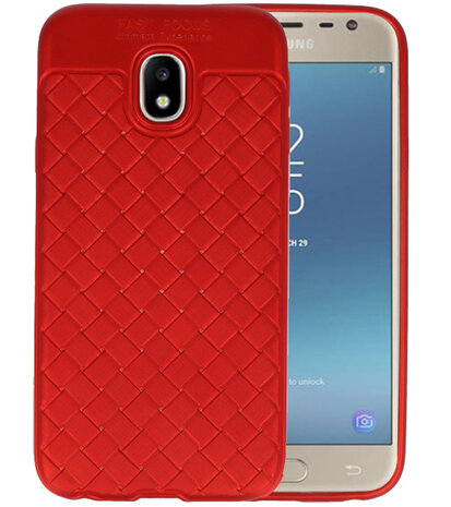 Rood Geweven hard case hoesje voor Samsung Galaxy J3 2017