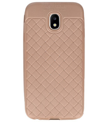 Goud Geweven hard case hoesje voor Samsung Galaxy J3 2017