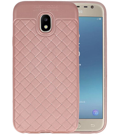 Roze Geweven hard case hoesje voor Samsung Galaxy J3 2017