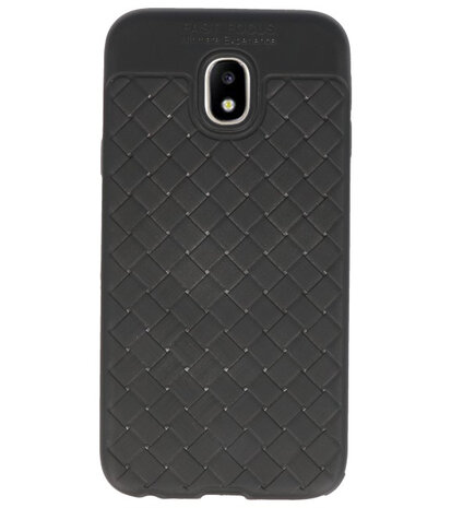 Zwart Geweven hard case hoesje voor Samsung Galaxy J3 2017