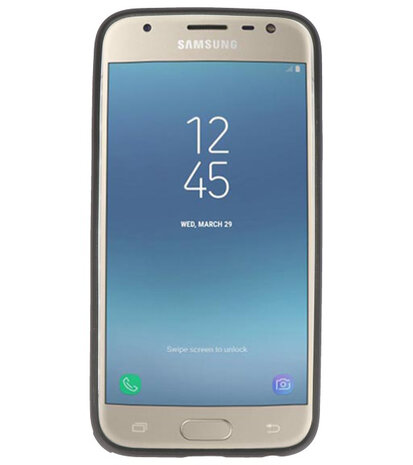 Zwart Geweven hard case hoesje voor Samsung Galaxy J3 2017