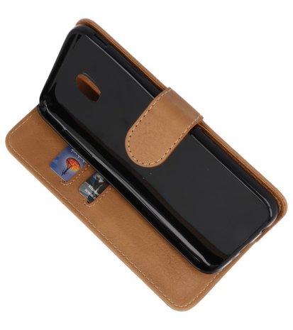 Bruin booktype wallet case Hoesje voor Samsung Galaxy J7 2018