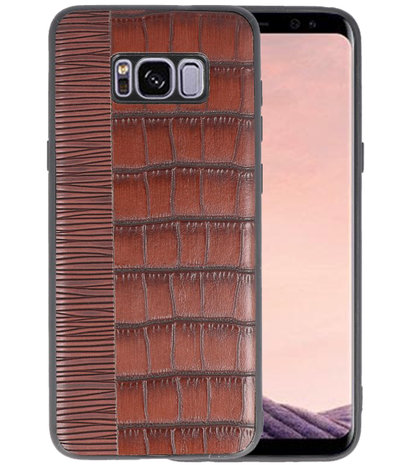 Croco Donker Bruin hard case hoesje voor Samsung Galaxy S8 Plus