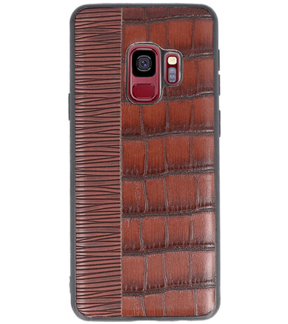 Croco Donker Bruin hard case hoesje voor Samsung Galaxy S9