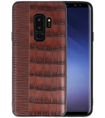 Croco Donker Bruin hard case hoesje voor Samsung Galaxy S9 Plus
