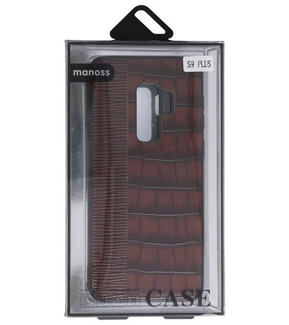 Croco Donker Bruin hard case hoesje voor Samsung Galaxy S9 Plus