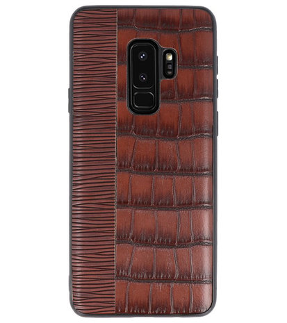 Croco Donker Bruin hard case hoesje voor Samsung Galaxy S9 Plus