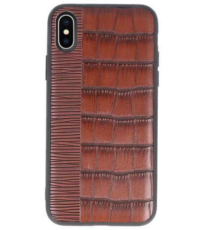 Croco Donker Bruin hard case hoesje voor Apple iPhone X