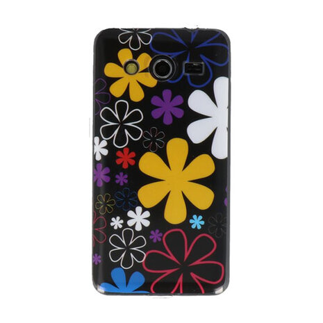Zwart Bloem Hard case cover hoesje voor Samsung Galaxy Core 2 G355H