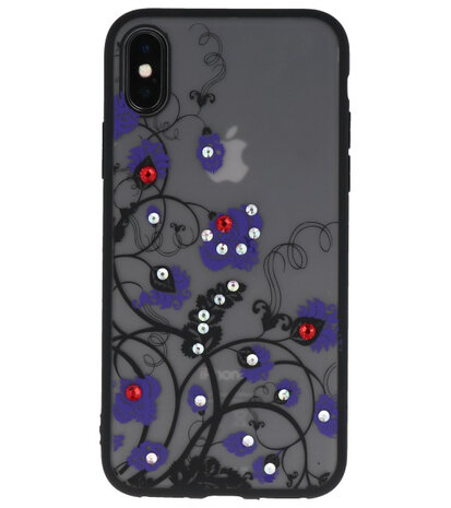 Paars Diamant Bloemen Back Cover Hoesje voor iPhone X