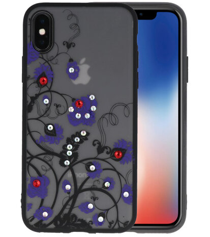 Paars Diamant Bloemen Back Cover Hoesje voor iPhone X