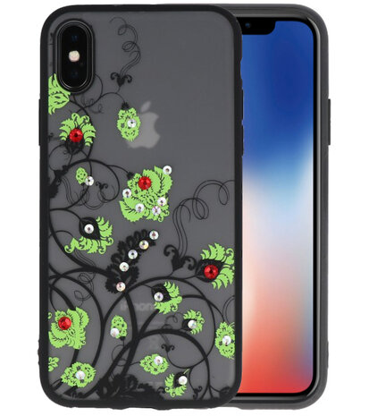 Groen Diamant Bloemen Hoesje Cases voor iPhone X