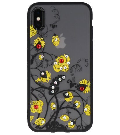 Geel Diamant Bloemen Hoesje Cases voor iPhone X