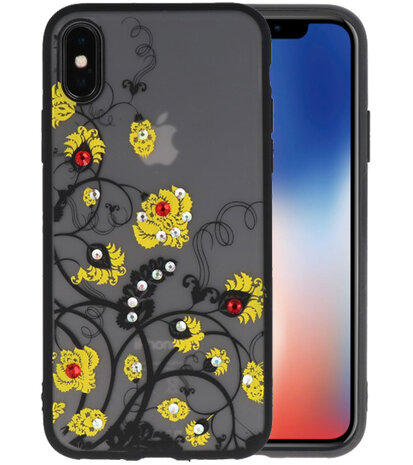 Geel Diamant Bloemen Hoesje Cases voor iPhone X