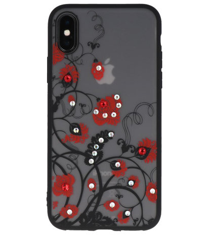 Rood Diamant Bloemen Hoesje Cases voor iPhone X