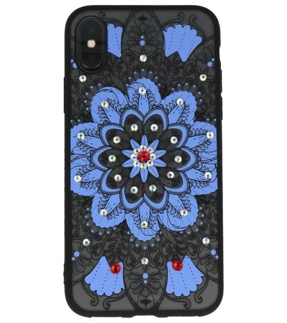 Blauw Diamant Mandala Back Cover Hoesje voor iPhone X