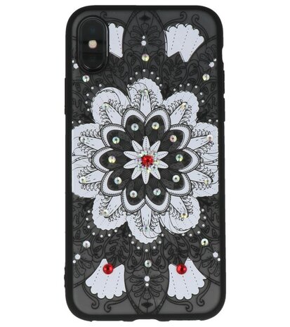 Wit Diamant Mandala Back Cover Hoesje voor iPhone X