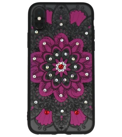 Roze Diamant Mandala Back Cover Hoesje voor iPhone X