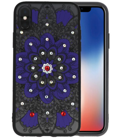 Paars Diamant Mandala Back Cover Hoesje voor iPhone X