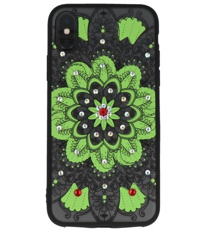 Groen Diamant Mandala Back Cover Hoesje voor iPhone X