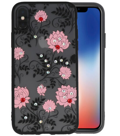 Licht Roze Diamant Lotus Back Cover Hoesje voor iPhone X