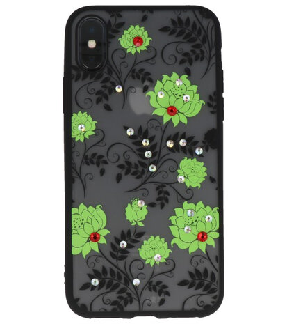 Groen Diamant Lotus Back Cover Hoesje voor iPhone X