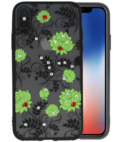 Groen Diamant Lotus Back Cover Hoesje voor iPhone X